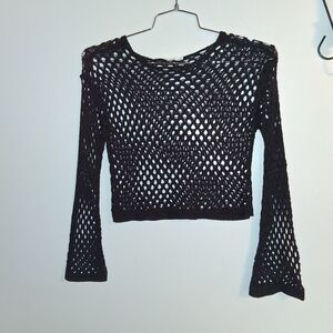 Elegant Black Gothic Punk Grunge Mesh Crop Top